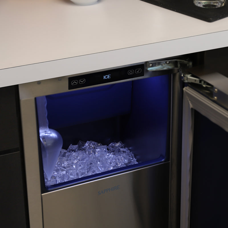 Sapphire Series 5, 15"W, Square Cube, Indoor, Stainless Steel, Factory Installed Drain Pump, ADA Height, Commercial Ice Maker (SSIM15PSSADA)