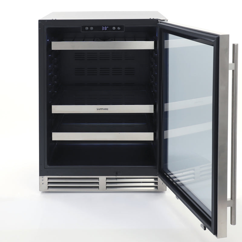 Sapphire Series 3, 24"W, Glass Door, Indoor-Outdoor, Panel Ready, ADA Height, Residential Refrigerator (SBC243SSPRADA)