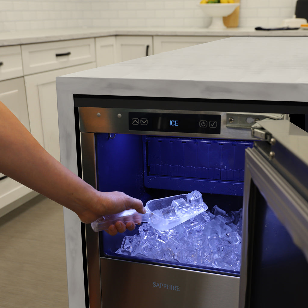 Sapphire Series 5, 15"W, Gourmet Cube, Indoor, Stainless Steel, Gravity Drain, Commercial Ice Maker (SIIM15GDSS)
