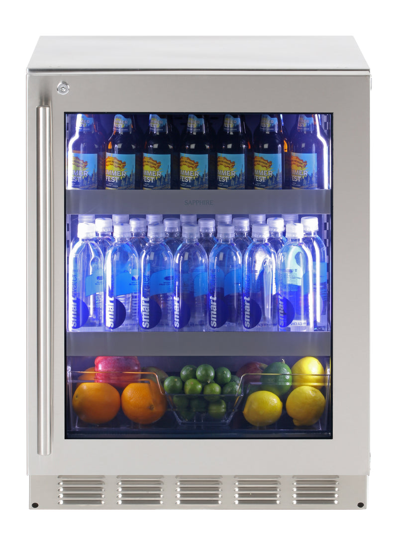 Sapphire Series 5, 24"W, Glass Door, Indoor, Panel Ready, ADA Height, Commercial or Residential Refrigerator (SBCR24PRADA)