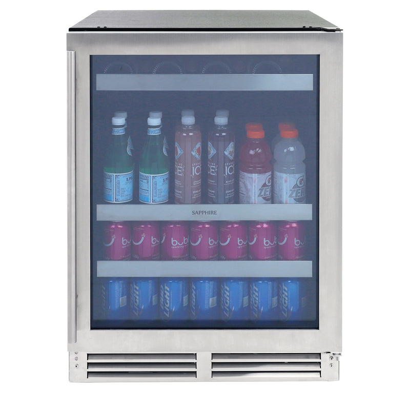 Sapphire Series 3, 24"W, Glass Door, Indoor-Outdoor, Panel Ready, ADA Height, Residential Refrigerator (SBC243SSPRADA)