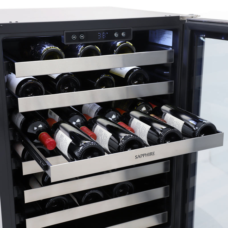 Sapphire Series 3, 24"W, Single Zone, Indoor-Outdoor, Stainless Steel and Panel Ready, ADA Height, 46-Bottle Capacity, Commercial Wine Cooler (SW243SZSSPRADA)