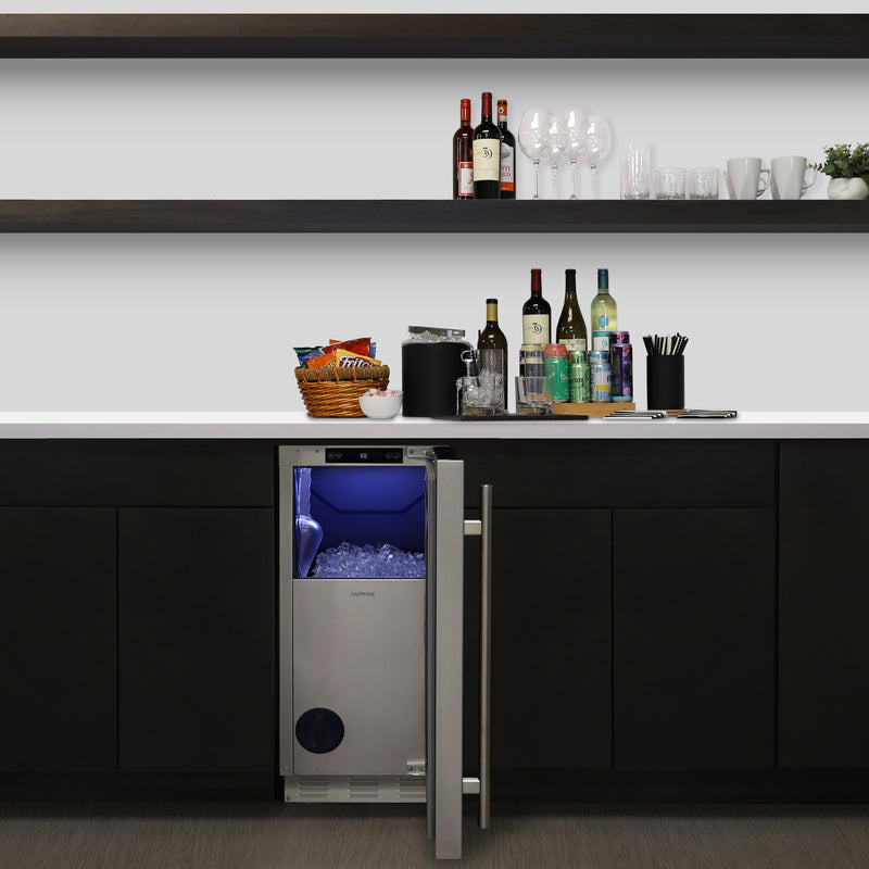 Sapphire Series 5, 15"W, Square Cube, Indoor, Panel Ready, Gravity Drain, Commercial Ice Maker (SSIM15GDPR)