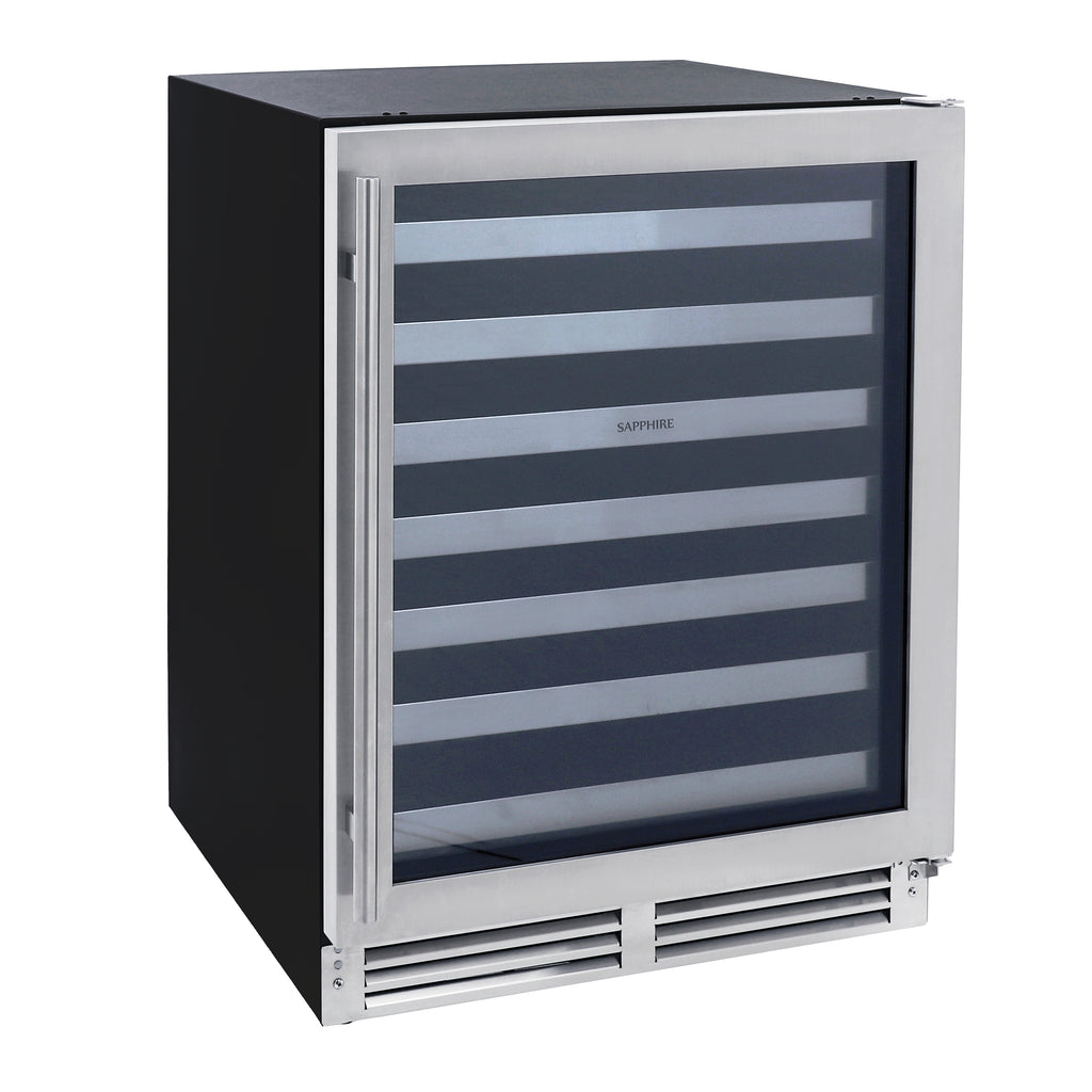 Sapphire Series 3, 24"W, Single Zone, Indoor-Outdoor, Stainless Steel, 54-Bottle Capacity, Commercial Wine Cooler (SW243SZSS)