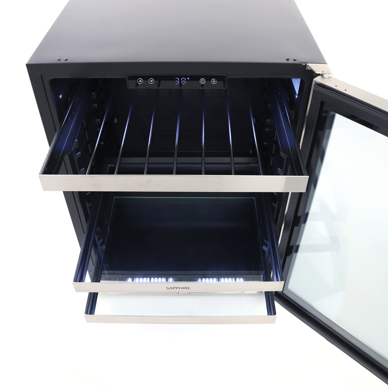 Sapphire Series 3, 24"W, Glass Door, Indoor-Outdoor, Panel Ready, ADA Height, Residential Refrigerator (SBC243SSPRADA)