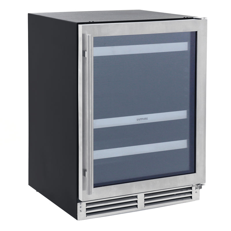 Sapphire Series 3, 24"W, Glass Door, Indoor-Outdoor, Panel Ready, ADA Height, Residential Refrigerator (SBC243SSPRADA)